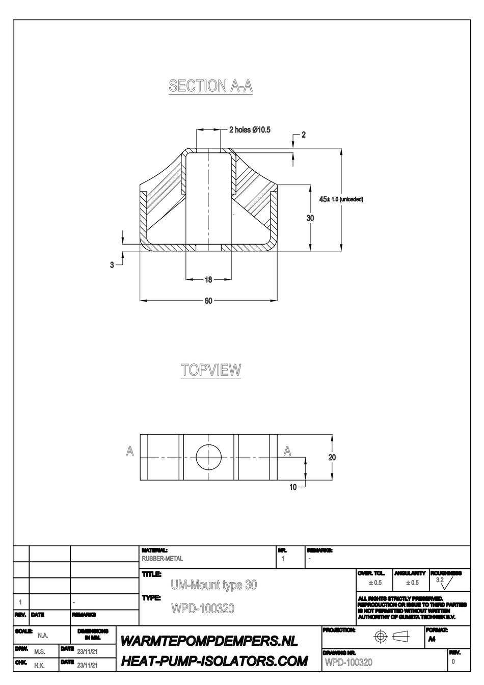 Vibration dampers Air conditioning / Heat pump - UM-Mount Set 30-50